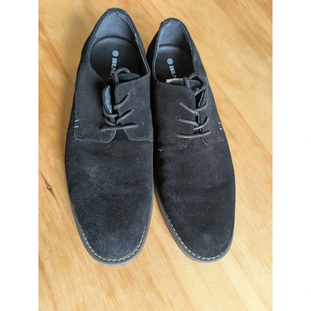 Bruno Marc Men's Size 10 Suede Oxfords Black Casual Dress Shoes Lace Up Urban-08